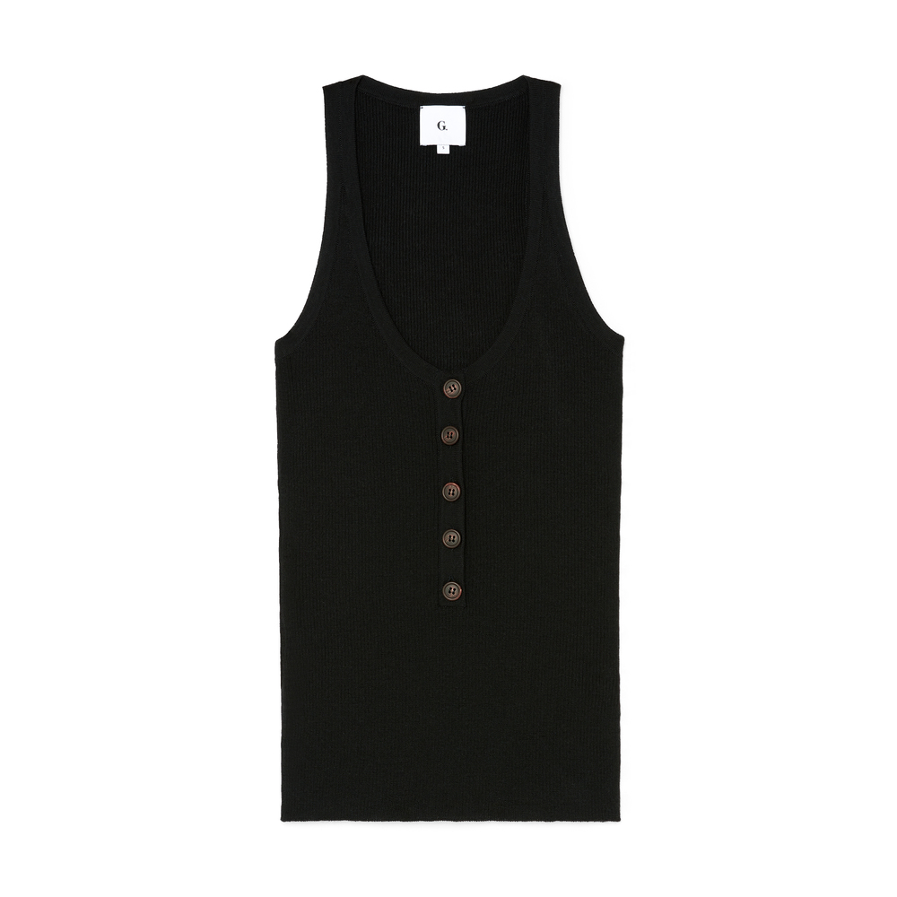 G. Label By Goop Ying Henley Tank In Black, Small