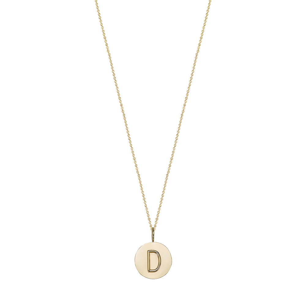 Sarah Chloe Kari Initial Medallion Necklace In Yellow Gold