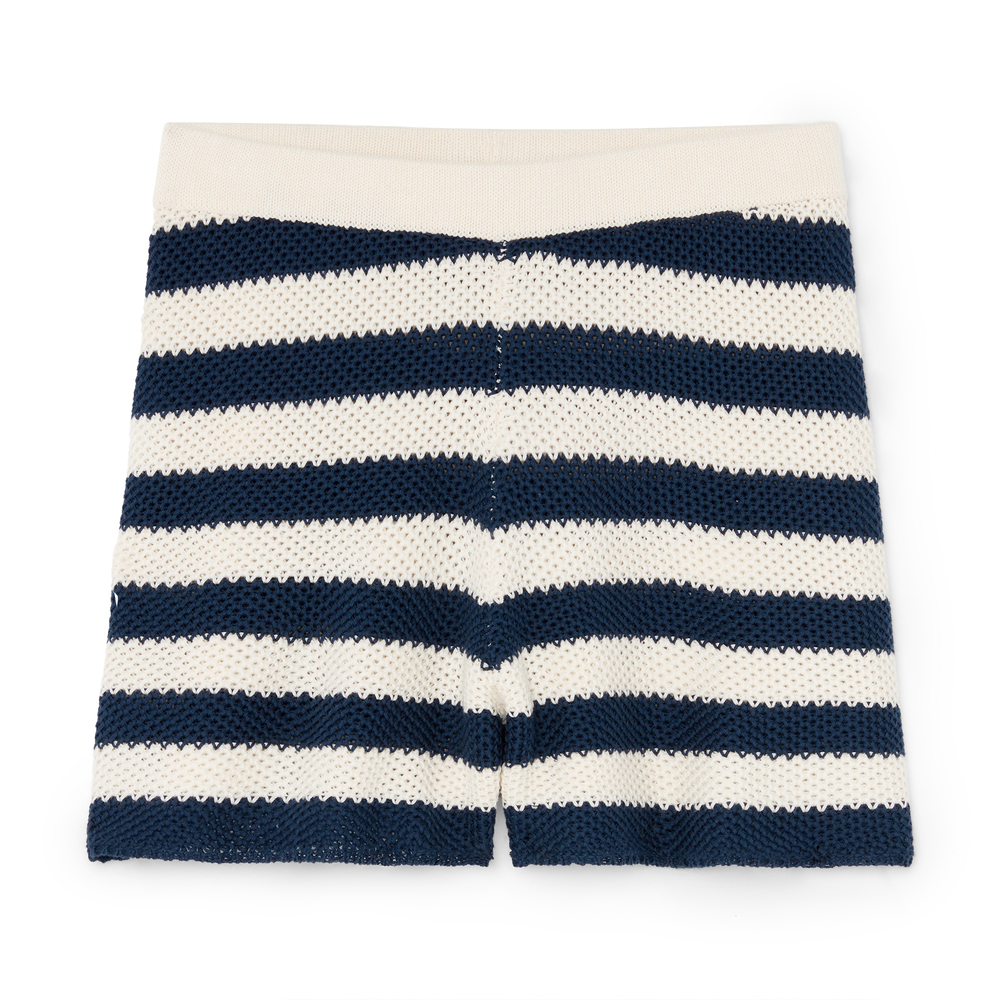 Shop Kule The Agnes Shorts In Navy,cream