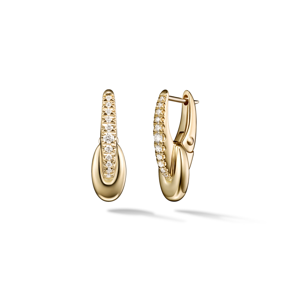 Melissa Kaye Ada Huggie Hoops Earring In Yellow Gold/White Diamonds