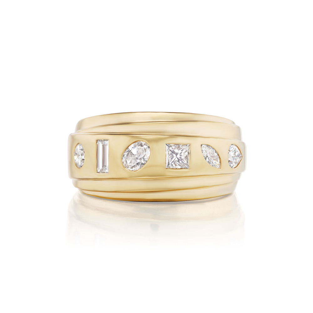 Sorellina Wrap Ring In Yellow Gold/White Diamonds, Size 7