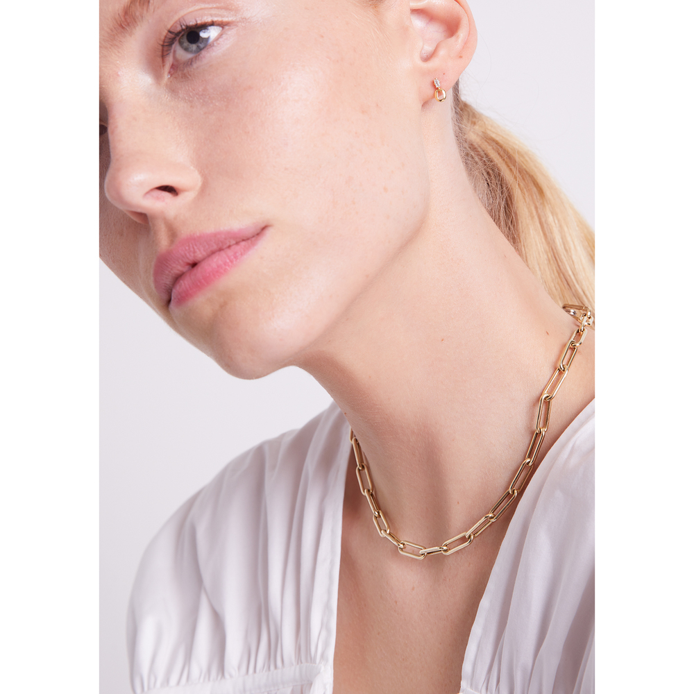 Lizzie Mandler Baguette And Xs Link Earrings In Yellow Gold/White Diamonds
