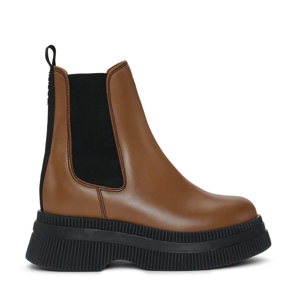 GANNI Leather Creeper Ankle Boots