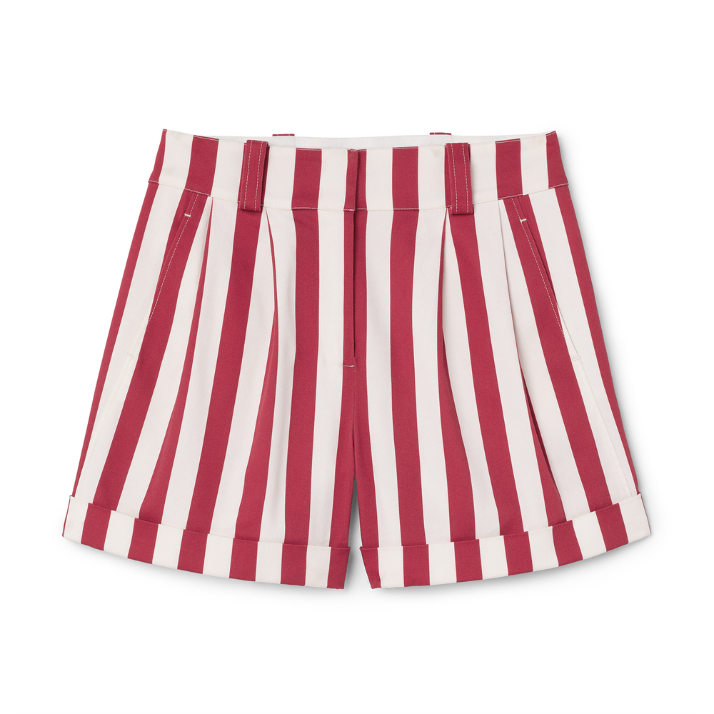 White striped shop shorts