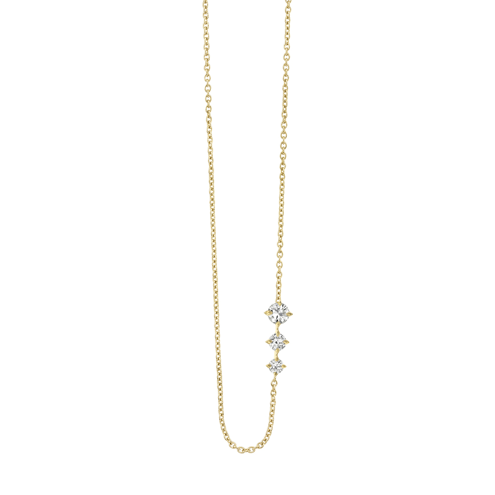 Lizzie Mandler Triple Floating Necklace In Yellow Gold/White Diamonds