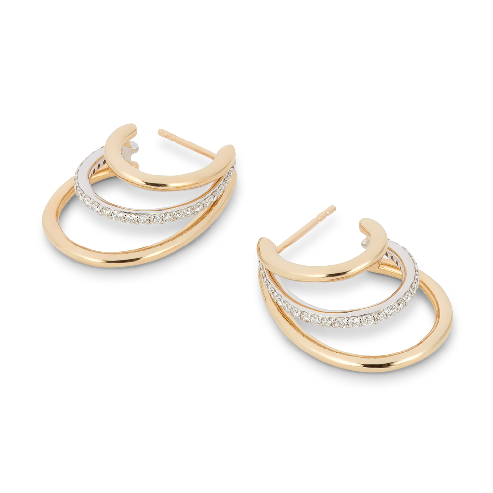 G. Label Reid Three-hoop Earrings In Yellow Gold,white Diamonds