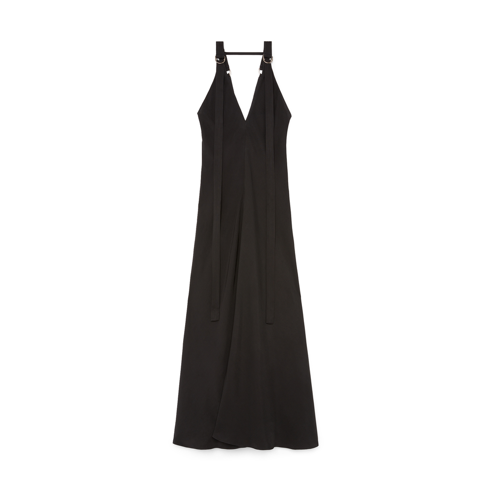 Lee Mathews Didion V-neck Twill Dress In Black