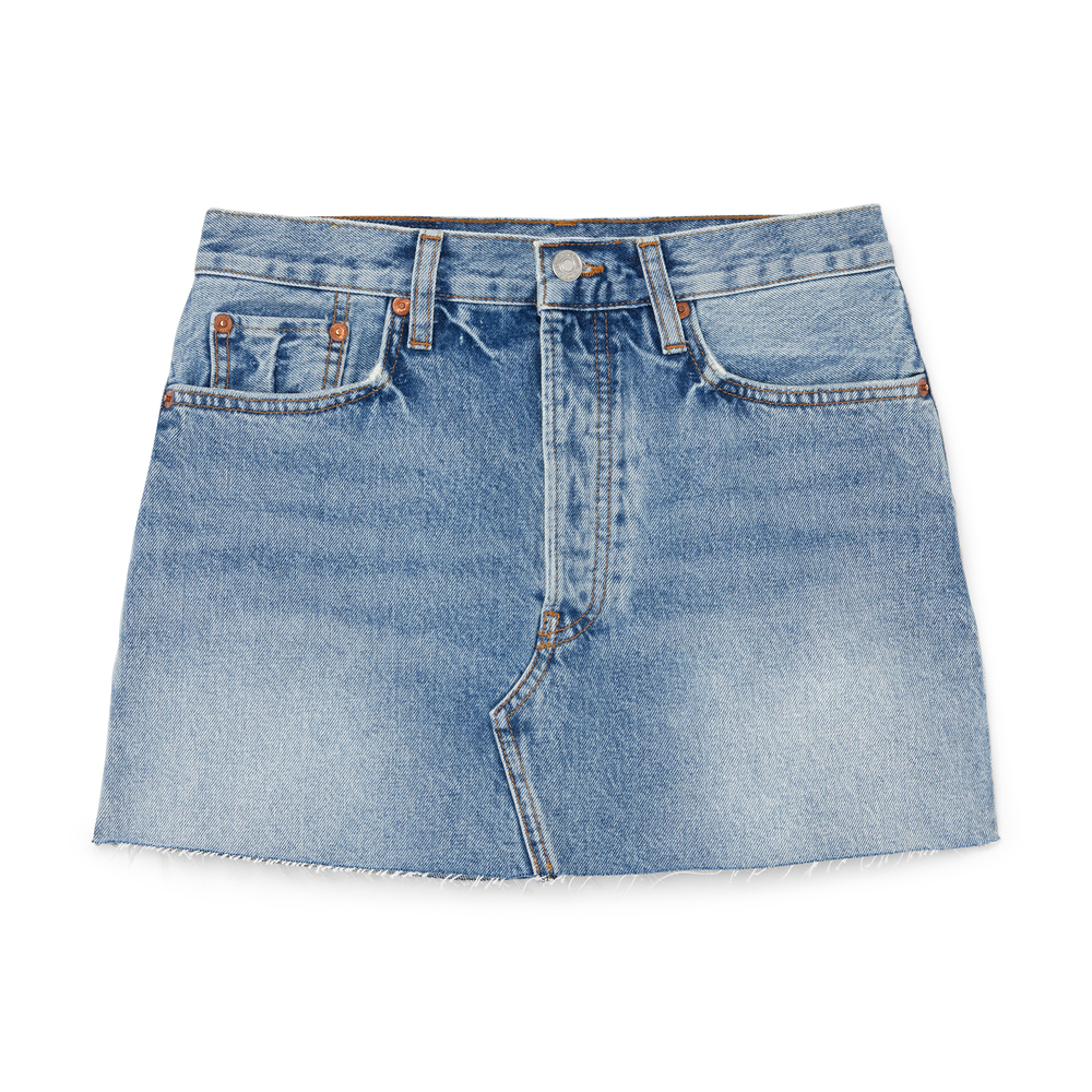 Re/done 90s Organic Denim Shorts In Faded Blues