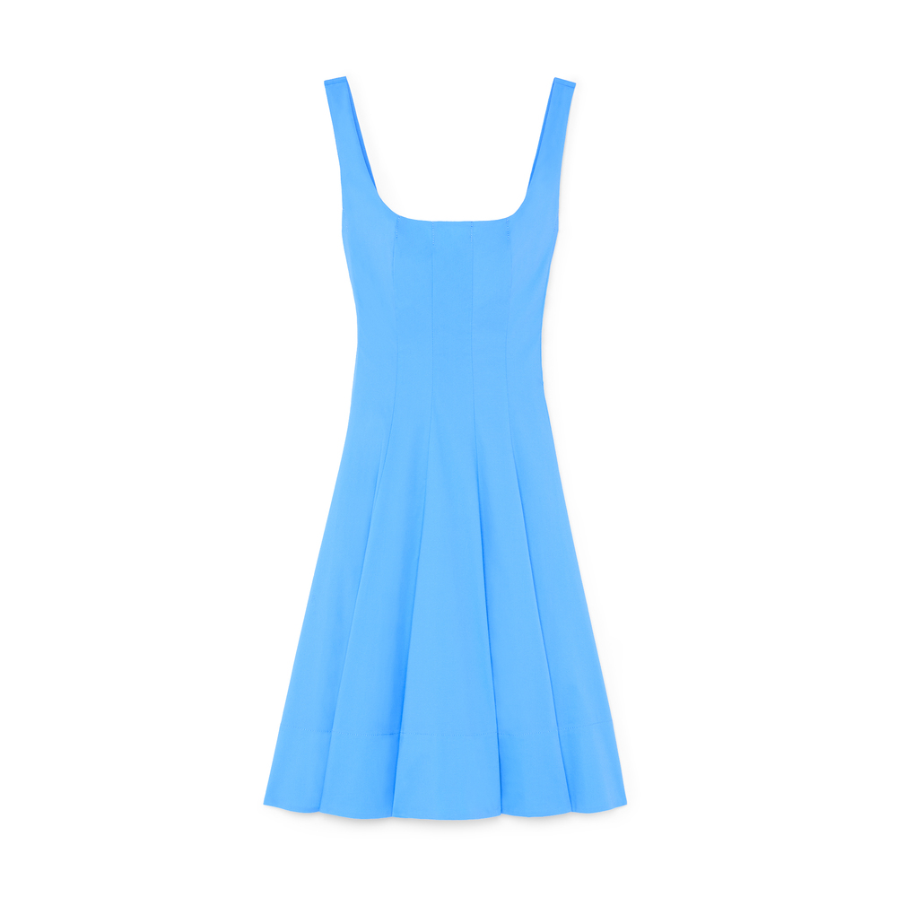 Staud Wells Pleated Minidress In Azure
