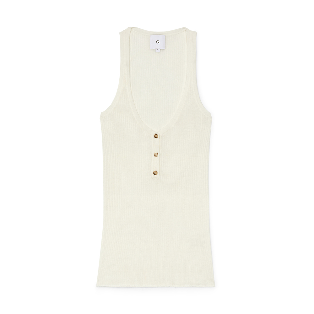 G. Label By Goop King Henley Tank In White, X-Large