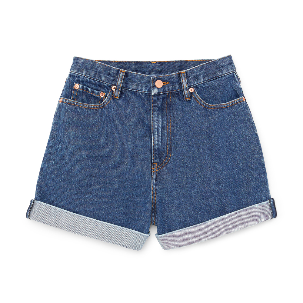 G. Label By Goop Cooper Denim Shorts In Medium Blue, Size 29
