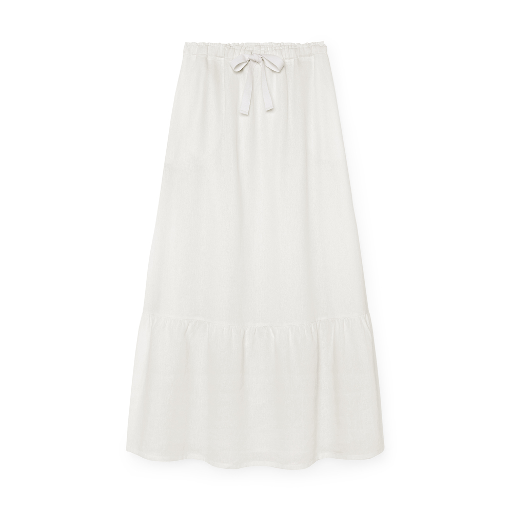 G. Label By Goop Simone Tiered Skirt In White, Size 2
