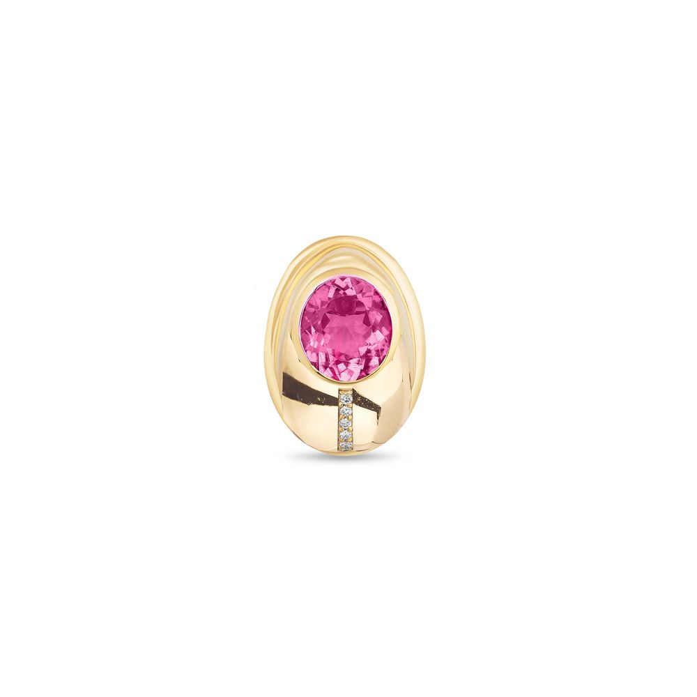 Mini Love Song Stud Earrings [Red gems/Pink gold] - DALLAR