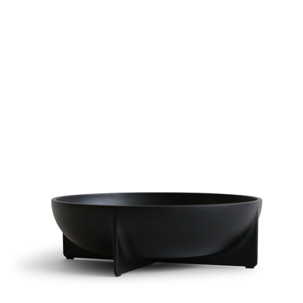 FS Objects Large Round Standing Bowl In Black
