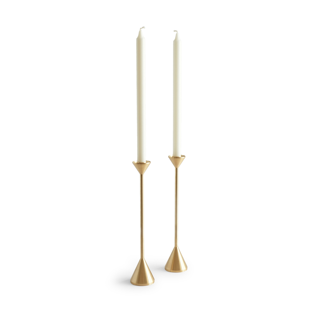 FS Objects Tall Cone Spindle Candle Holder In Brass, Large