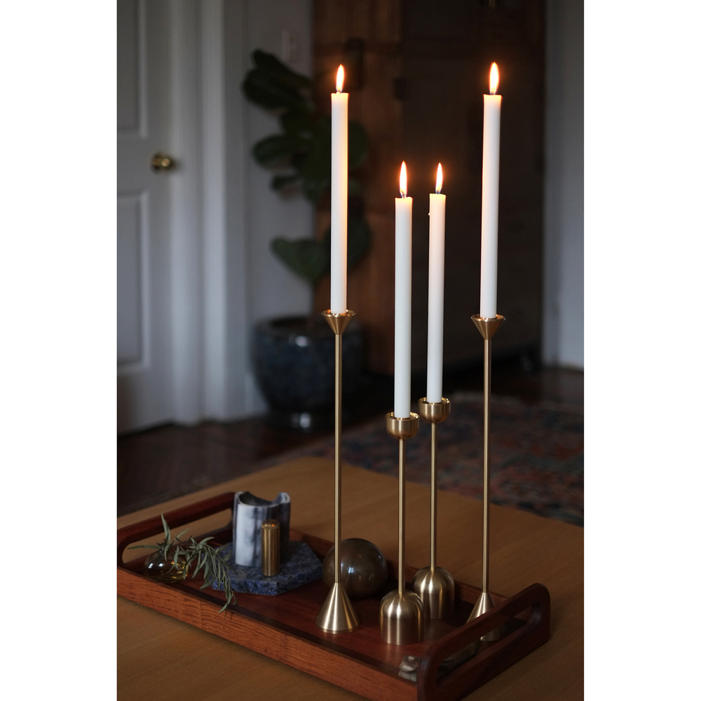 FS Objects Tall Cone Spindle Candle Holder In Brass, Large