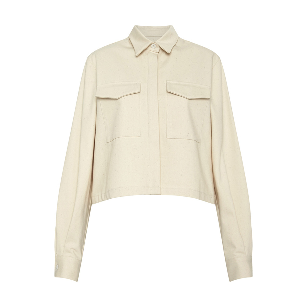 Matin Cropped Twill Jacket In Natural, Size AU12