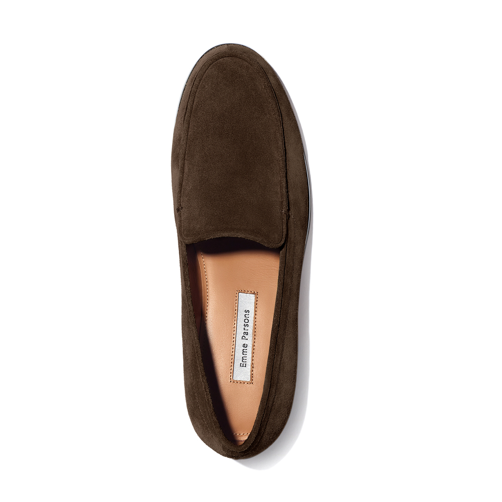 Emme Parsons Danielle Loafers In Chocolate Suede, Size IT 36