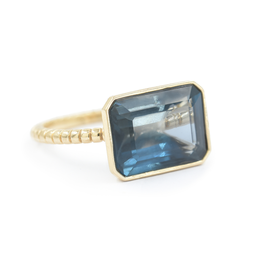 Bondeye Jewelry Blue Frost Emerald-Cut Jollie Ring In Yellow Gold/Blue Topaz, Size 3