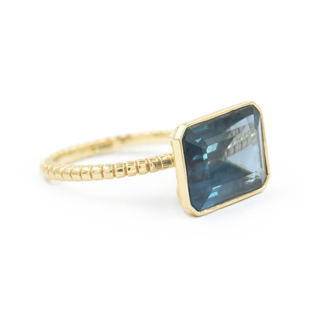 Bondeye Jewelry Blue Frost Emerald-Cut Jollie Ring In Yellow Gold/Blue Topaz, Size 5
