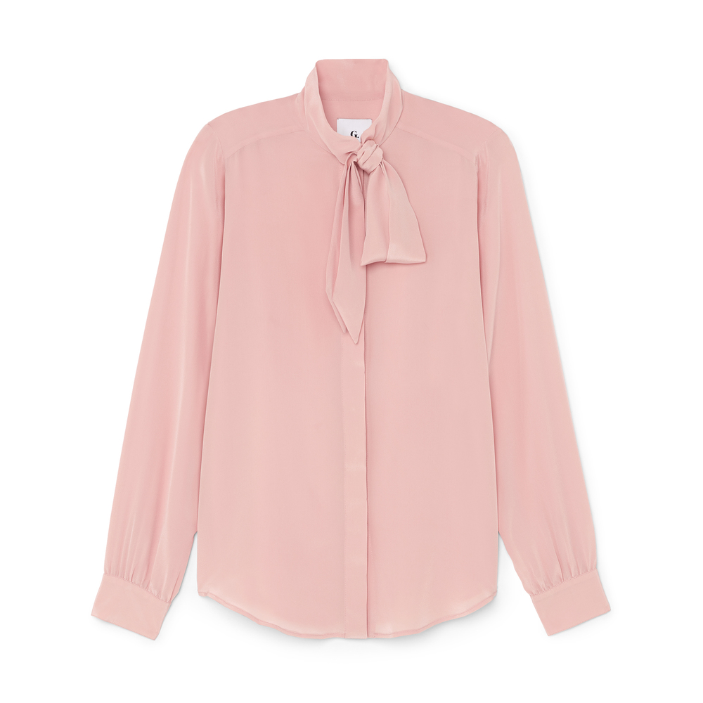 G. Label By Goop Camila Bow Blouse In Blush, Size 2
