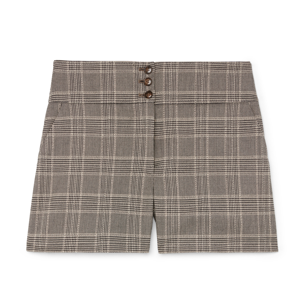 G. Label By Goop Leta Suit Shorts In Brown Plaid, Size 0