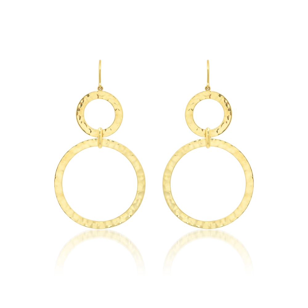 Jennifer Meyer Graduated Hammered Open Circle Earrings In Yellow Gold