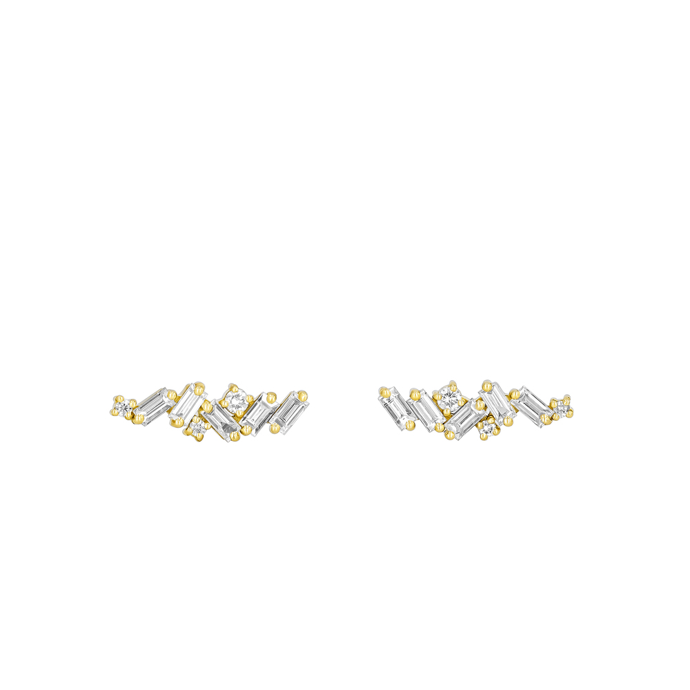 Suzanne Kalan Diamond Frenzy Stud Earrings In Yellow Gold/Diamond