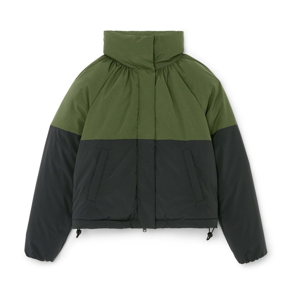 Goop By Ecoalf Colorblock Collared Jacket In Black/Leaf Green, Medium