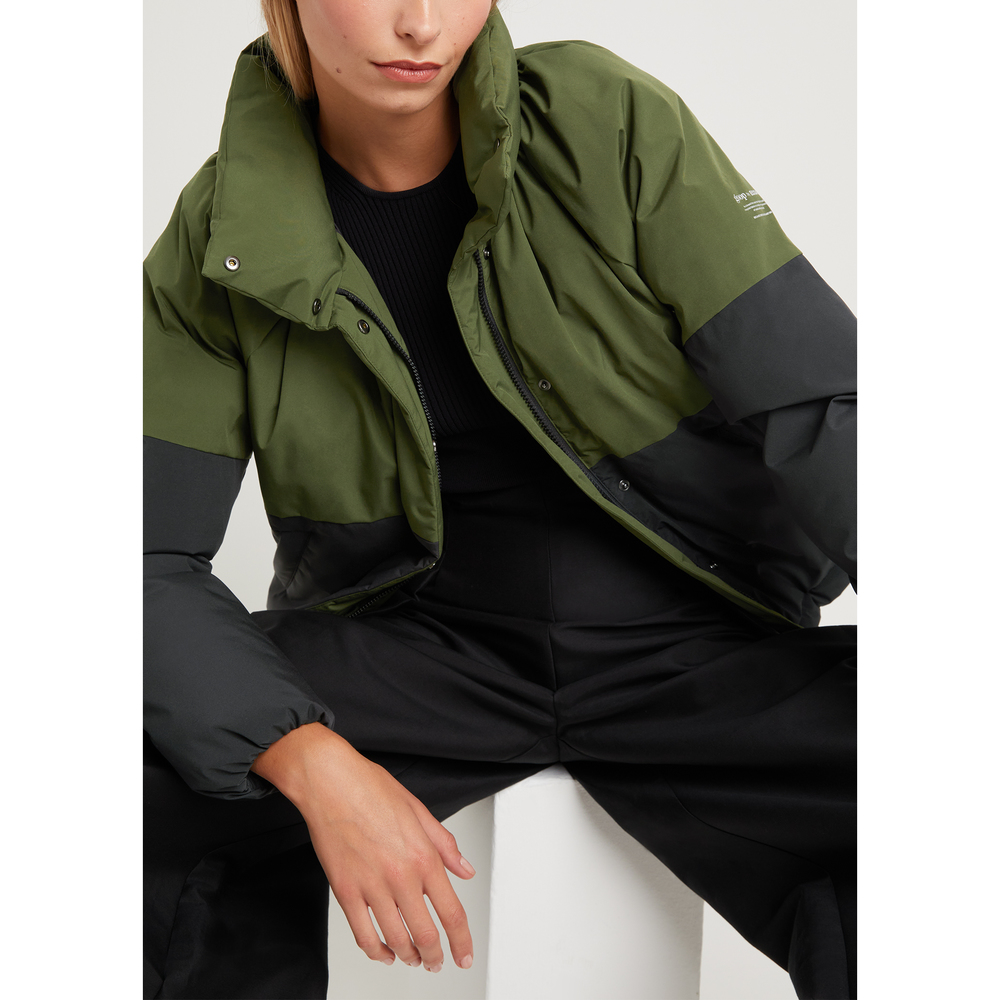 Goop By Ecoalf Colorblock Collared Jacket In Black/Leaf Green, Medium