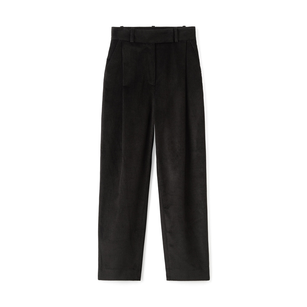 Totême Pleated-waist Corduroy Straight-leg Trousers In Black