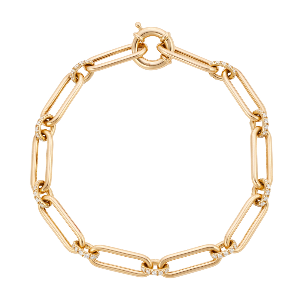G. Label By Goop Elliott Pavé Assorted-Link Bracelet In Yellow Gold/White Diamonds