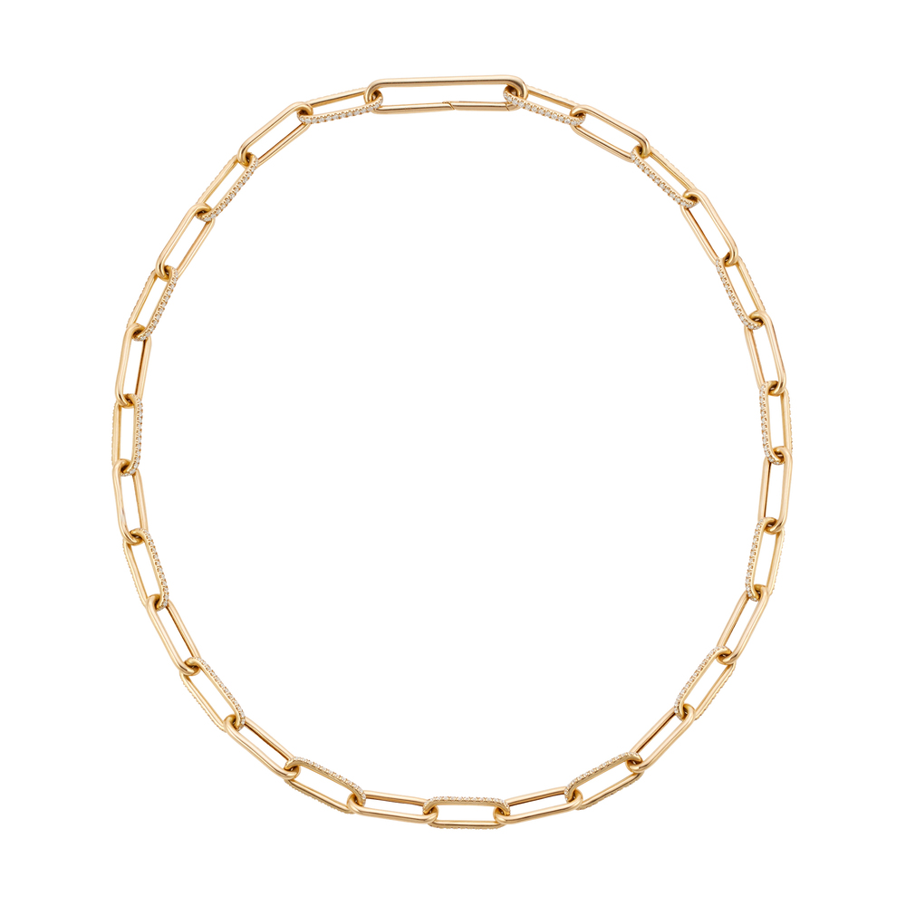 G. Label By Goop Deven Pavé Link Necklace In Yellow Gold/White Diamond