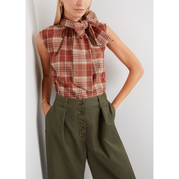 Giana Plaid Bow Top | goop