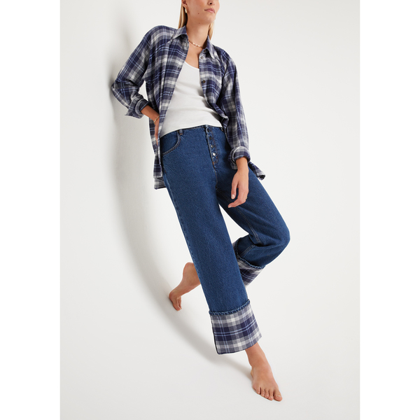 Jeans with plaid on sale cuffs