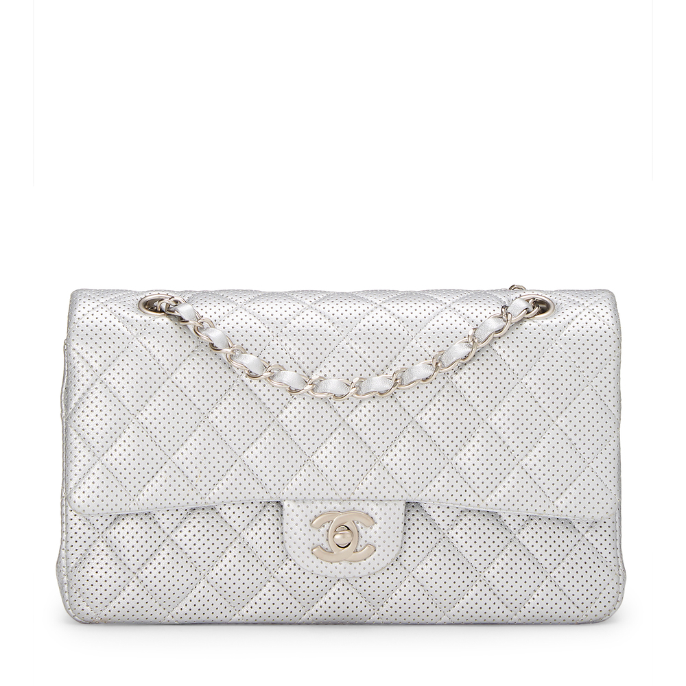 færge tidsplan sollys What Goes Around Comes Around Chanel Silver Perforated 2.55 Bag, 10" | goop