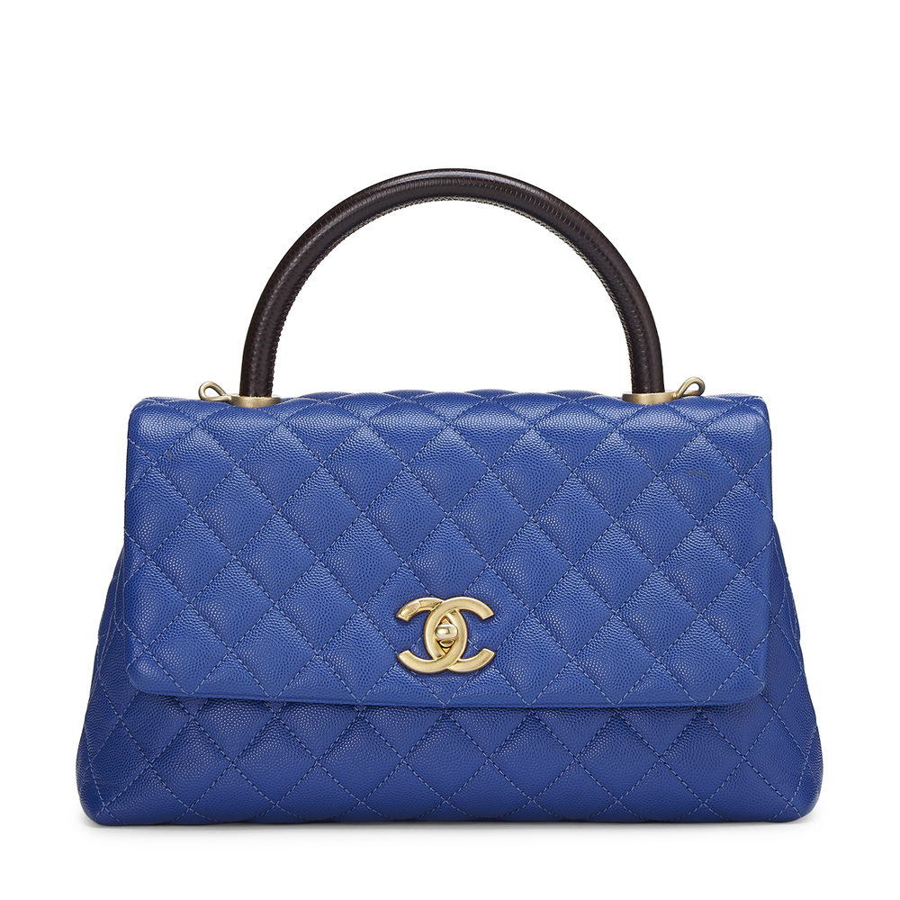 Chanel 2022 Small Caviar Hobo - Blue Handle Bags, Handbags