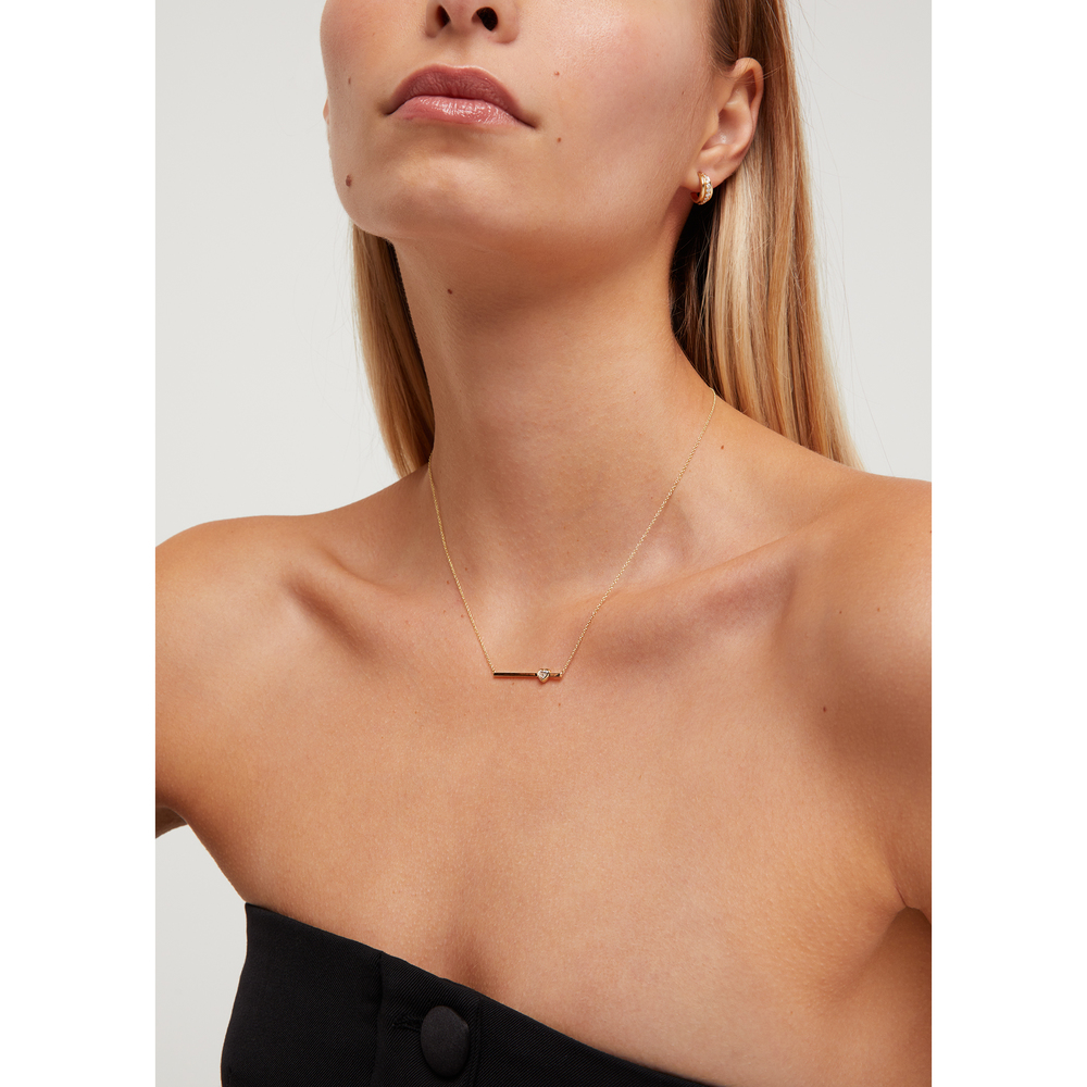 Jennifer Meyer Stick Necklace With Heart-Cut Diamond Accent In Yellow Gold/Diamond