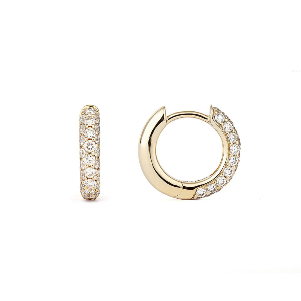 Engelbert Classic Creoles Pavé Earrings In 18K Gold/Diamonds
