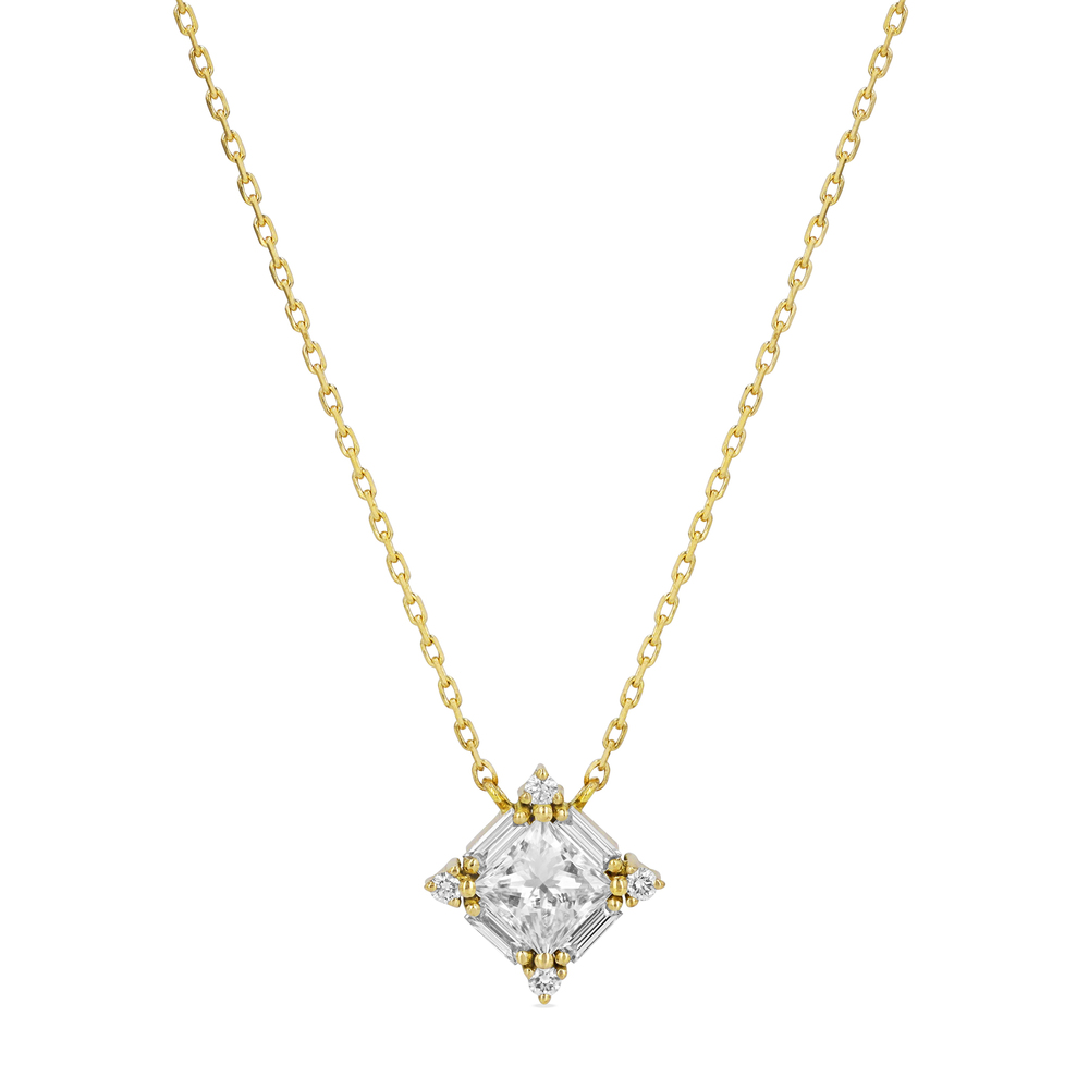 Suzanne Kalan Princess White-Diamond Pendant In Yellow Gold/Diamond