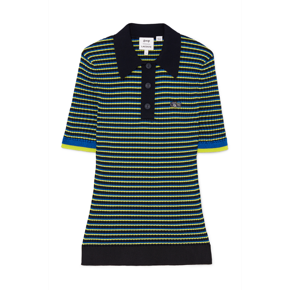 Goop X Lacoste Polo Sweater In Marine,marina-lime
