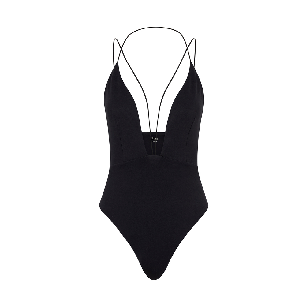 St Agni X Ziah Jagger Deep-v Swimsuit In Black