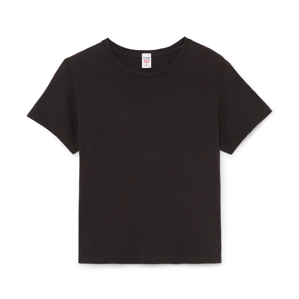 RE/DONE Classic Tee In Washed Black, Large