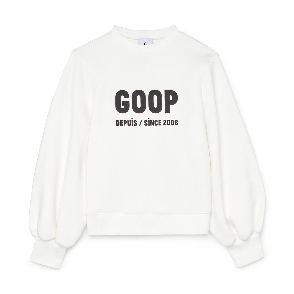 G. Label By Goop Wu Graphic Puff-sleeve Pullover In Ivory