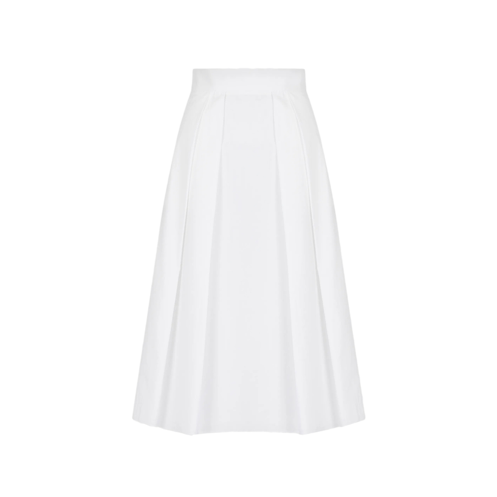Giorgio Armani Pleated Poplin Midi Skirt In White