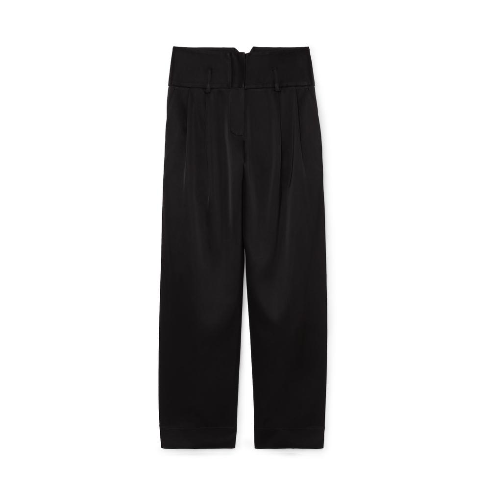 ESSE Satin Cinch Trousers In Black, Size AU14