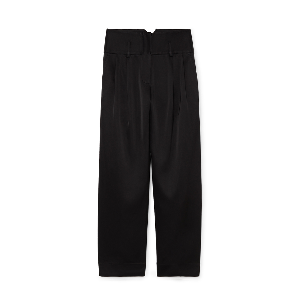 【SATIIIZ】Kincheu Summer Nylon Banding Pants ESSE Satin Cinch Trousers | goop
