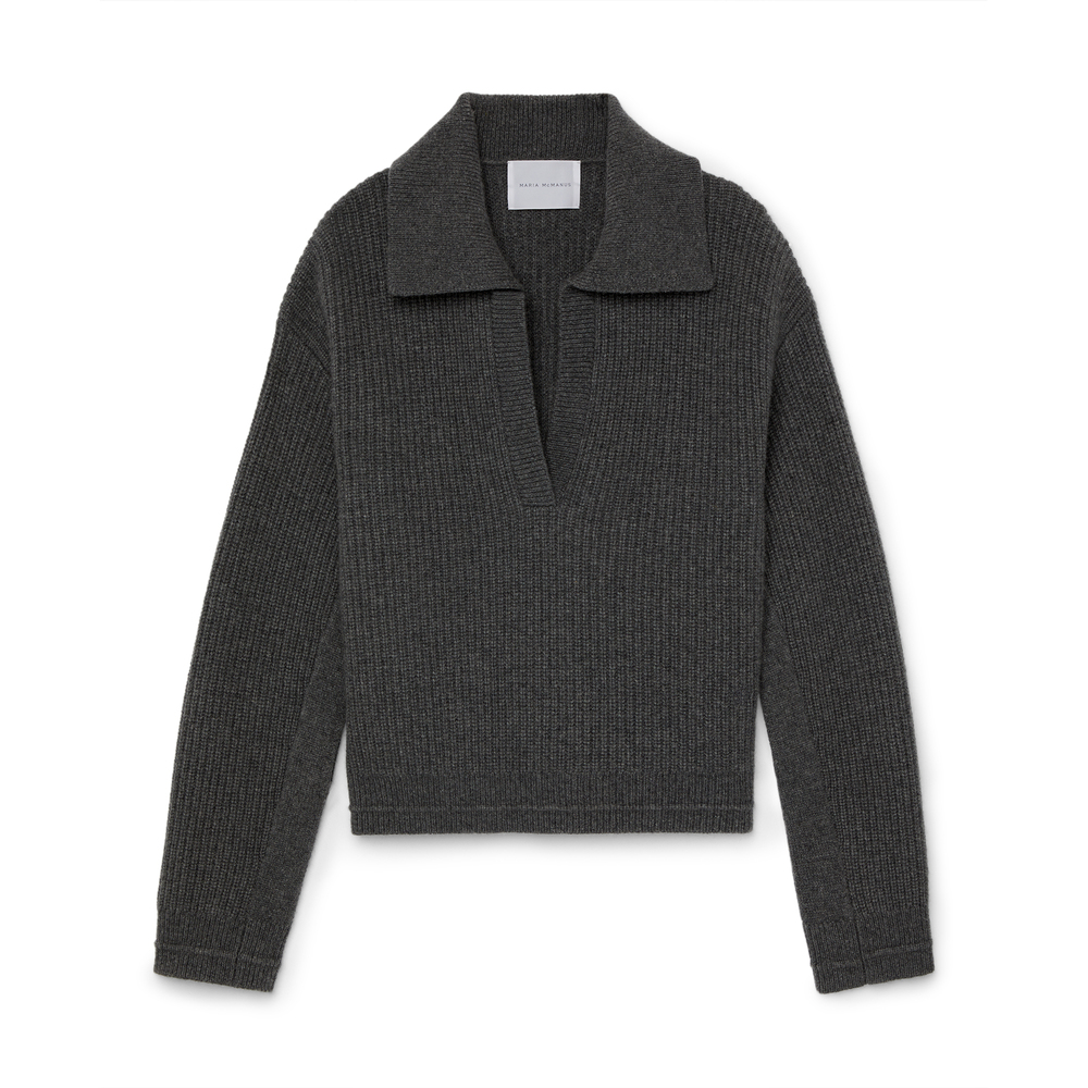 Maria McManus Split-Sleeve Collar Sweater In Charcoal, Medium