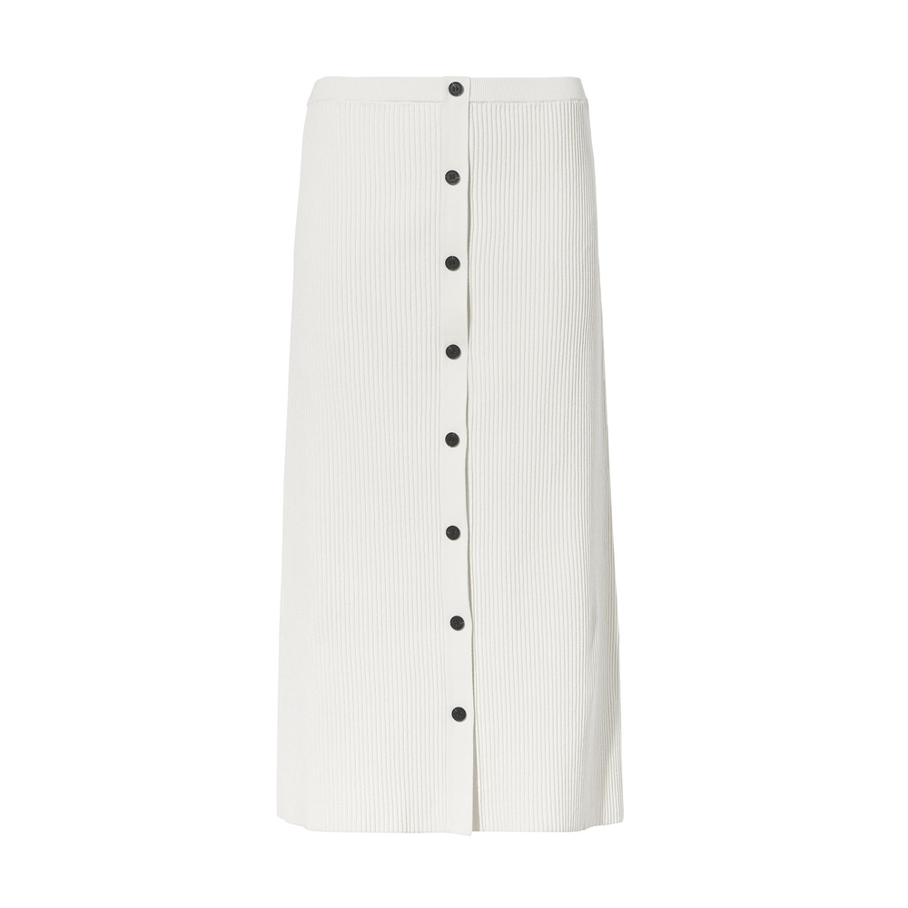 Proenza Schouler White Label Women's Rib-knit Buttoned Midi-skirt In Cream