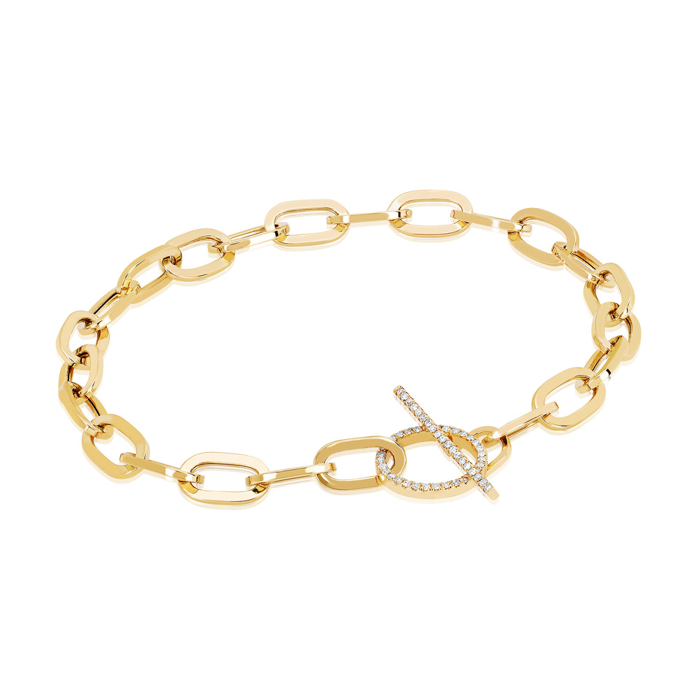 Shop Ef Collection Jumbo Diamond Toggle Bracelet In 14k Yellow Gold